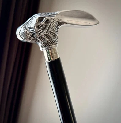 Bastón para caminar para hombre, cabeza de conejo, bastón de madera negro, bastones steampunk para mujer Foto 1 de 4