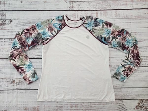Hurley White Tropical Floral Long Sleeve UPF 50+ Rashguard Swim Top Youth XL - Picture 1 of 10