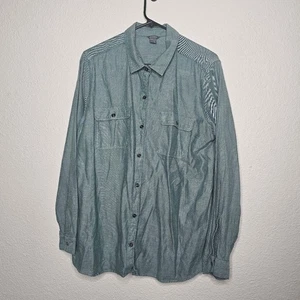 Eddie Bauer Olive Button Up double chest Pocket long sleeve size Tall XL - Picture 1 of 4