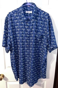Tommy Bahama Island Zone Shirt Mens XLT/TGL Button Down Blue Martini Print - Picture 1 of 12