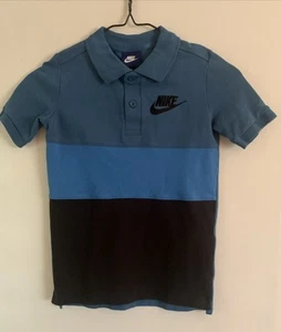 NIKE Little Boy’s Black/Blue Colorblock Short Sleeve Polo Shirt~~Size XS (6-7) - Picture 1 of 7