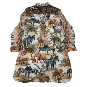 JOHN MARK Women's M Animal Print Snakeskin Button Front Tunic Long Blouse Boho - Picture 1 of 11