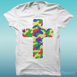 T-SHIRT " CROCE MILITARE COLORATA " BIANCO THE HAPPINESS IS HAVE MY T-SHIRT NEW - Imagen 1 de 1