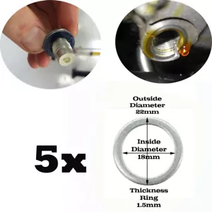 5x Universal Auto O Rings Seal Crush Washers Inside 18mm Outside 22mm Diameter - Picture 1 of 3