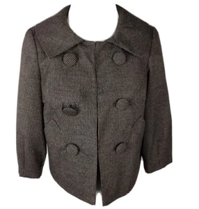 larry levine Womans Sz 4p Brown & Black Small Check Lt Weight Jacket S91 - Afbeelding 1 van 14