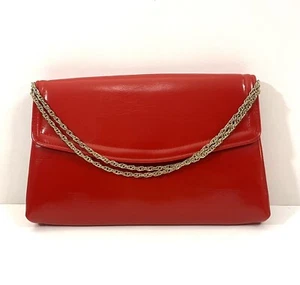 Vintage Harry Levine Cherry Red Envelope Evening Purse Gold Chain HL - Picture 1 of 8
