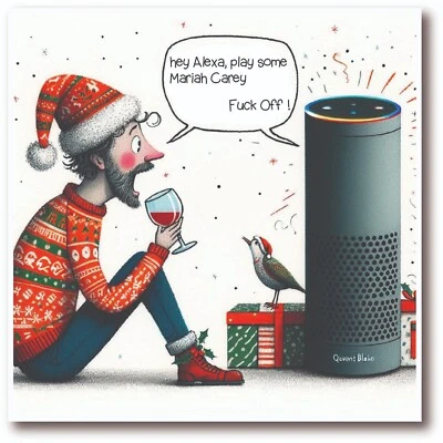 BLUSH & WHISTLE Christmas Card - Hey Alexa - Rude Funny Adult Humour - BW0135