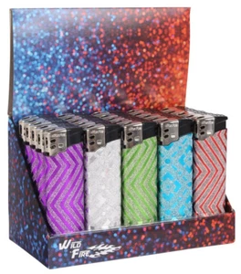 25 x WildFire Feuerzeug Elektronik Glitter design 25 Stück im Display soft flame - Bild 1 von 3