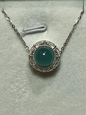 Silver Plated Natural Amazonite Pendant 925 Sterling Silver Necklace - Image 1 of 4