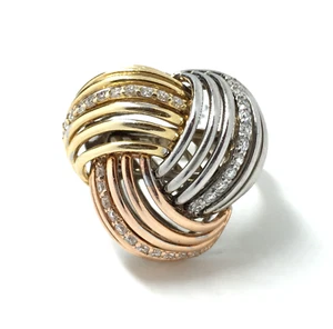 Ancora Designs Diamond 18K Yellow Gold Cocktail Tri Color Diamond Ring Estate - Picture 1 of 7