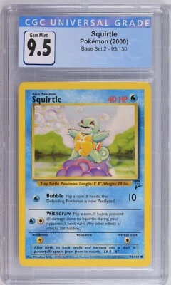 2000 POKEMON GAME BASE SET 2 SQUIRTLE 93 CGC 10  (9.5 re-holder eligible) - Image 1 of 2