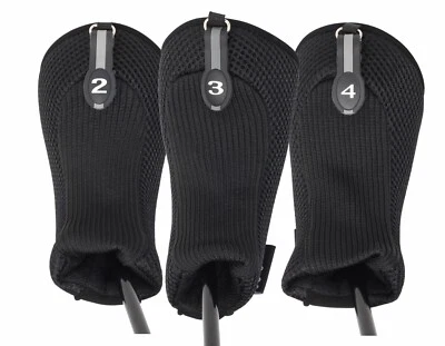 MAJEK NEW THICK NEOPRENE BLACK HYBRID COMPLETE FULL SET 2 3 4 GOLF CLUB HEAD COVERS NR