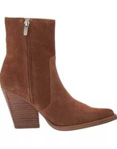 NIB NINE WEST Women's Tan Suede Gorgeen Ankle Bootie Pointed Toe Size 6 - Picture 1 of 11