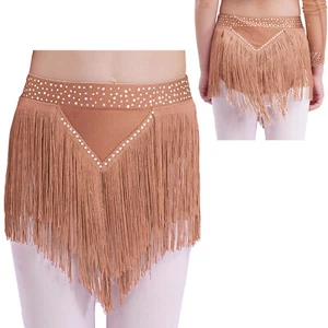 Girls Shorts Rave Skorts Rhinestone Skirt Shiny Skirts Salsa Bottoms Fringe Hip - Picture 1 of 47