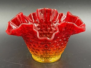 Vintage Amberina FENTON Ruffled Hobnail Candy Dish - Picture 1 of 4