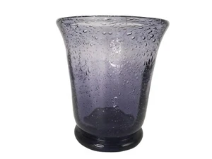 Hand Blown Vintage Controlled Bubble Glass Vase Purple Amethyst 4 3/4" Tall - Picture 1 of 13