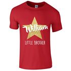 Boys Personalised Name Little Brother T-Shirt - Customised Printed Glitter Star
