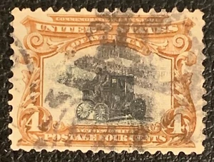 1901 UNITED STATES SCOTT #296 PAN AMERICAN 4CENTS RED BROWN AUTO USED NG NH FINE - Picture 1 of 2
