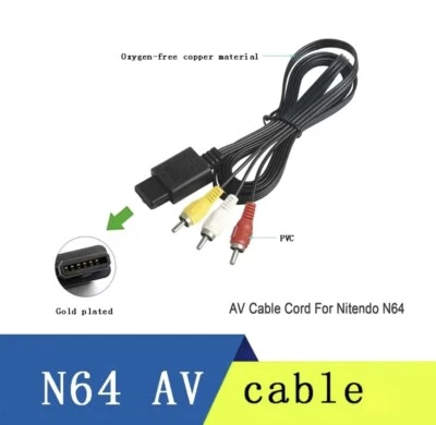 High-Quality AV Cable for Nintendo 64, GameCube, Super Nintendo - Black - Image 1 of 4