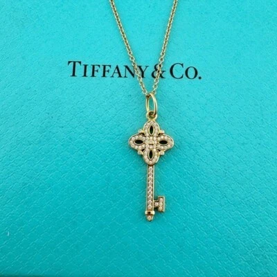 Tiffany & Co. Diamond Mini Victoria Key Necklace 18k Rose Gold 16" - Image 1 of 4
