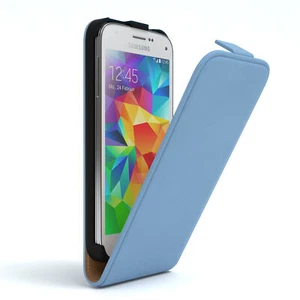 Für Samsung Galaxy S5 Mini Klappetui Hülle Kunstleder Tasche Schutz Hell Blau - Bild 1 von 6
