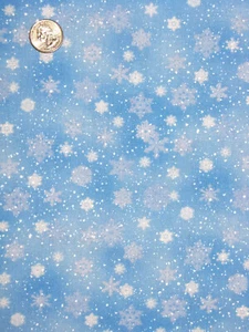 Christmas Snowflakes Snow 532 Landscape Cotton Fabric Elizabeths Studio By Yard - Picture 1 of 3