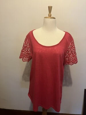 The Limited Womens XL Lace Flutter Sleeve Top Hot Pink magenta Career Casual - Image 1 of 4