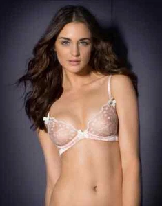 Agent Provocateur Ambrose Bra 32A Pink Champagne Ivory Sheer Mesh Demi - Picture 1 of 6