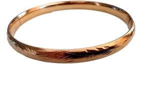 Antique 14K Gold Hinged slide Bangle Bracelet Designer MB Etched 7.6 Grams - Picture 1 of 7