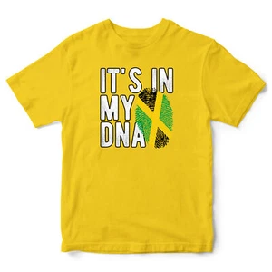 Jamaican Flag Kids T Shirt Jamaica Its In My DNA Fingerprint Top Tee Football - Picture 1 of 10
