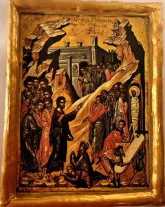 Raising of Lazarus at Bethany Jesus Miracle Byzantine Greek Easter Orthodox Icon - Picture 1 of 6