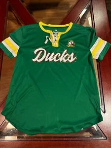 OREGON DUCKS Womens Fanatics T Shirt - Green Iconic Athena Lace Up Football NCAA - Picture 1 of 4
