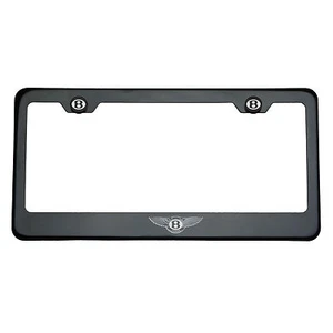 T304 Titanium Laser Engraved Brush Silver Bentley Logo License Plate Frame - Picture 1 of 10