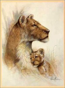 Kit artesanal decoupage Mother Lion con Cub Papel Tole 3D talla 18x24 pulgadas 18-8024 - Imagen 1 de 1