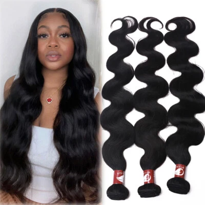 8A 100% человеческих волос расширение пучки плетение утка бразильский/перуанский Virgin #Black - Изображение 1 из 4