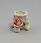 9140411 Porcelain Small Table Candlestick Rose Ens Thuringia Green Mill