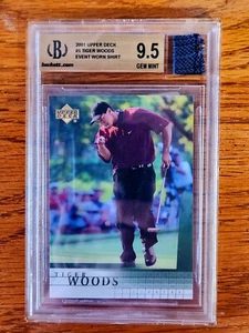 2001 upper deck #1 Tiger Woods event worn shirt BGS 9.5 - Picture 1 of 2