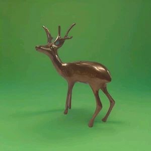 Figura Estatua Buck Ciervo Latón De Colección 7" Alto Navidad Reno Caza - Imagen 1 de 5