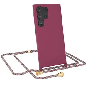 Do Samsung Galaxy S23 Ultra Łańcuch na telefon komórkowy Silikonowe etui na telefon do zawieszenia Case Czerwone - Zdjęcie 1 z 7