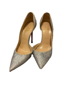 Zapatos de tacón alto Christian Louboutin plateados EU 38 Stiletto usados - Imagen 1 de 3