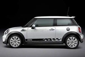 Mini Cooper Car Sticker, Checker Flag Side Stripe Chequered Custom Graphic Decal - Picture 1 of 5