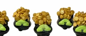 Dollhouse Miniature St Patrick’s Day Pot Of Gold Faux Coins Caldron 1 Per Order - Picture 1 of 15