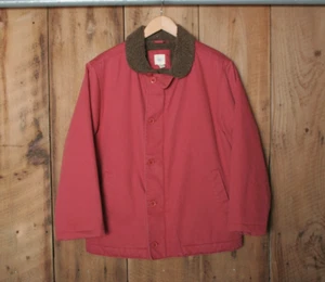 LANDS' END Berry Red Canvas Fleece Lined Chore Jacket Men's Sz. M - Picture 1 of 13