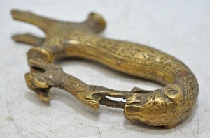 Antique Brass Lion Head Shaped Sword Hilt Handle Original Old Hand Carved - Picture 1 of 6