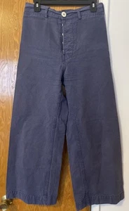 Jesse Kamm Sailor Pants Sz XL 14 Wide Leg Organic Cotton Bill Cunningham Blue - Picture 1 of 16
