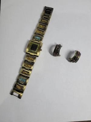 Reloj y Pendientes Heidi Daus Cristal Reversible - Reloj Tiene Batería Nueva Foto 1 de 4