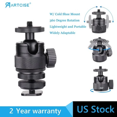 MINI BALL HEAD 360 SWIVEL FOR DSLR CAMERA STAND TRIPOD ADAPTER 1/4 SCREW MOUNT - Image 1 of 4
