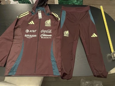 adidas Mexico National Team Soccer Futbol Burgundy Pants/Jacket  Utileria M - Image 1 of 3