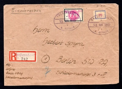GERMANY 1945 LOCAL POST REGISTERED FREDERSDORF B. BERLIN COVER - Image 1 of 2