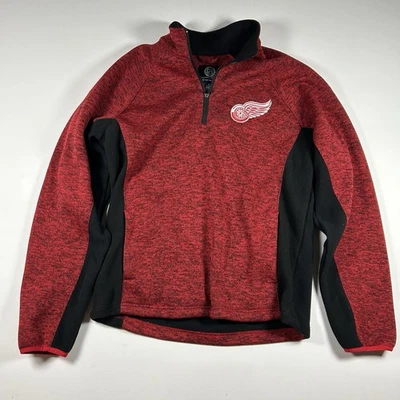 Detroit Red Wings NHL Sweater 1/4 Zip G III Sports Carl Banks Red Black Size M - Image 1 of 4